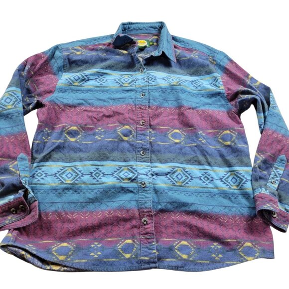 Cabela's Flannel Shirt Womens XL Multicolor Long Sleeve Aztec Southwestern - Picture 1 of 7